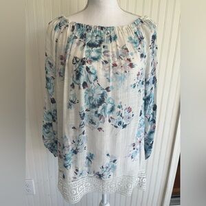 Zac & Rachel Lace Floral Off Shoulder Blouse L